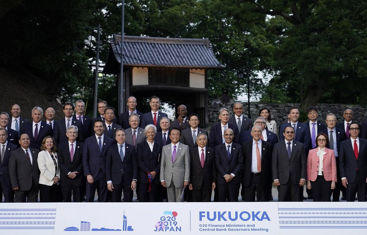 Các đại biểu chụp ảnh chung tại Hội nghị Bộ trưởng Tài chính và Thống đốc Ngân hàng Trung ương Nhóm G20. (Ảnh: AFP/TTXVN)