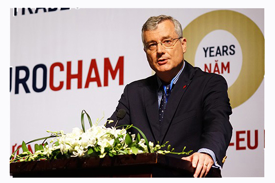 Ông Nicolas Audier, Chủ tịch EuroCham bày tỏ cảm kích vì sự hỗ trợ của Chính phủ đối với với các cộng đồng doanh nghiệp nước ngoài.