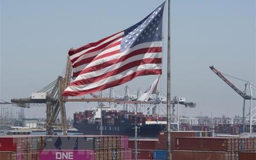 Tàu container hàng hóa từ các nước châu Á cập cảng Long Beach, bang California (Mỹ) ngày 1/8/2019. Ảnh: AFP/TTXVN