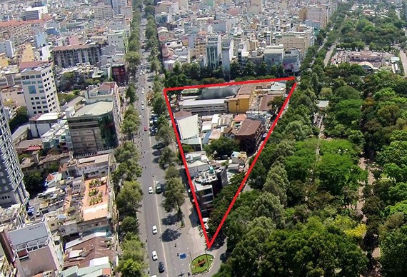 Dự án Khu tam giác Trần Hưng Đạo - Nguyễn Thái Học - Phạm Ngũ Lão có diện tích 1,22 ha tại phường Phạm Ngũ Lão, quận 1 sẽ bi xem xét thu hồi.
