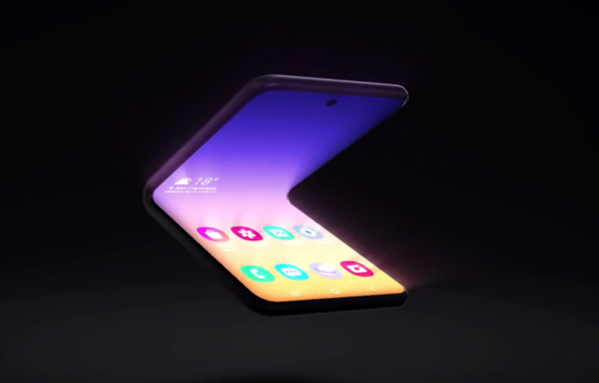 Hình ảnh được Samsung tiết lộ mới đây về mẫu điện thoại màn hình gập mới.