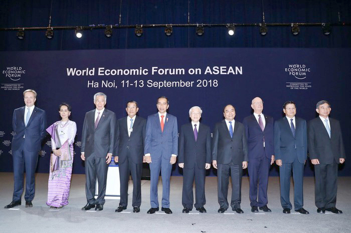 Tổng Bí thư Nguyễn Phú Trọng, Thủ tướng Nguyễn Xuân Phúc và lãnh đạo cấp cao các nước tham dự phiên khai mạc toàn thể WEF ASEAN