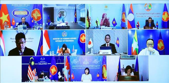 Các đại biểu tham dự trực tuyến Diễn đàn ASEAN - Nhật Bản lần thứ 36 tháng 5/2021.