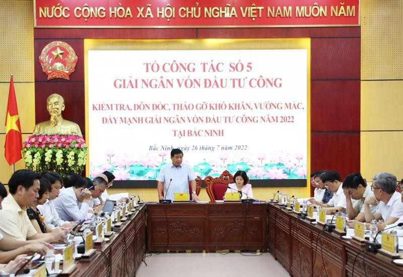 Toàn cảnh buổi làm việc của Tổ công tác số 5 của Chính phủ về giải ngân vốn đầu tư công với tỉnh Bắc Ninh
