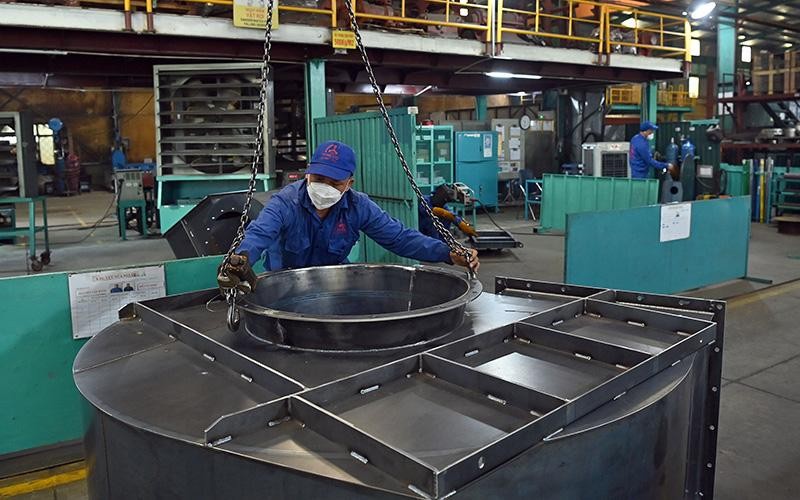 Sản xuất các sản phẩm quạt công nghiệp tại Công ty Tomeco An Khang, cụm công nghiệp Ngọc Liệp, huyện Quốc Oai, Hà Nội. Ảnh: Đăng Duy