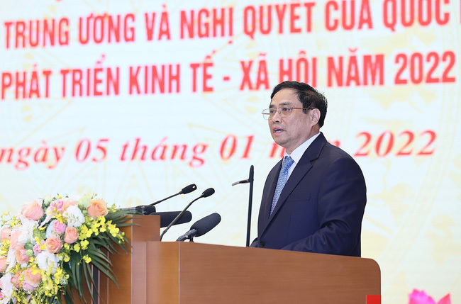  Thủ tướng Chính phủ Phạm Minh Chính phát biểu kết luận Hội nghị Chính phủ với các địa phương triển khai kế hoạch phát triển kinh tế - xã hội năm 2022.