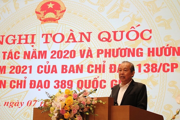 Phó Thủ tướng Thường trực Chính phủ Trương Hoà Bình, Trưởng Ban chỉ đạo chủ trì và phát biểu chỉ đạo hội nghị.