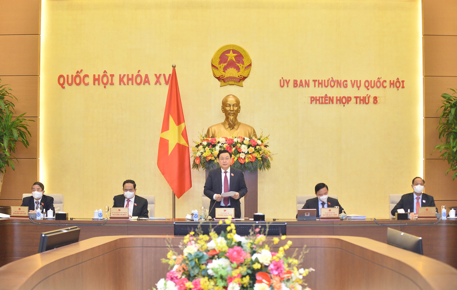 Chủ tịch Quốc hội Vương Đình Huệ phát biểu khai mạc Phiên họp thường kỳ thứ 8 của Ủy ban Thường vụ Quốc hội