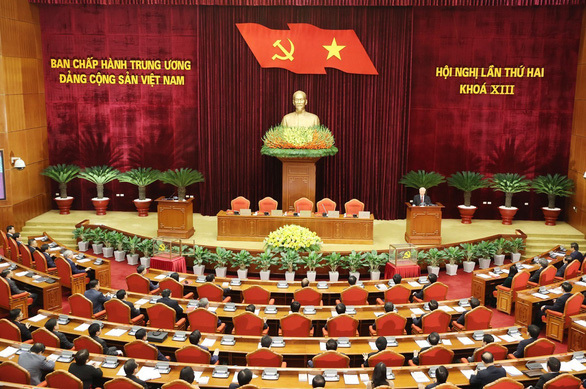 Toàn cảnh phiên bế mạc Hội nghị Trung ương Đảng lần 2, khóa XIII. Nguồn: baochinhphu.vn