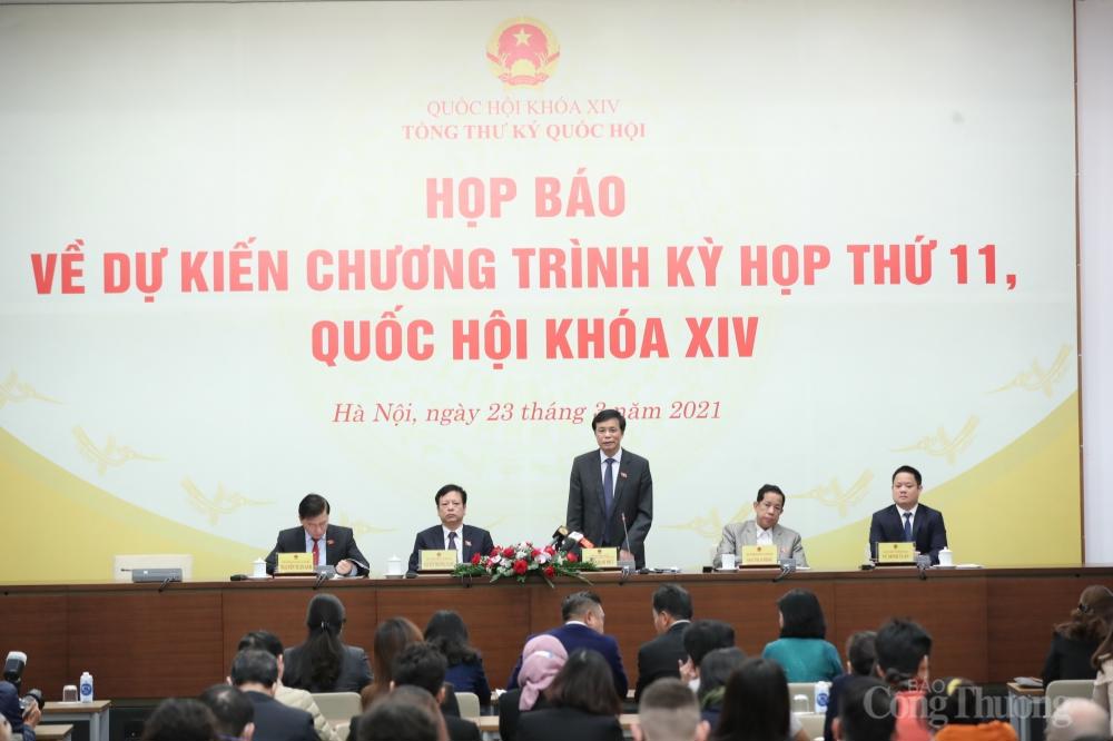 Toàn cảnh phiên họp báo về dự kiến chương trình kỳ họp thứ 11, Quốc hội khóa XIV.