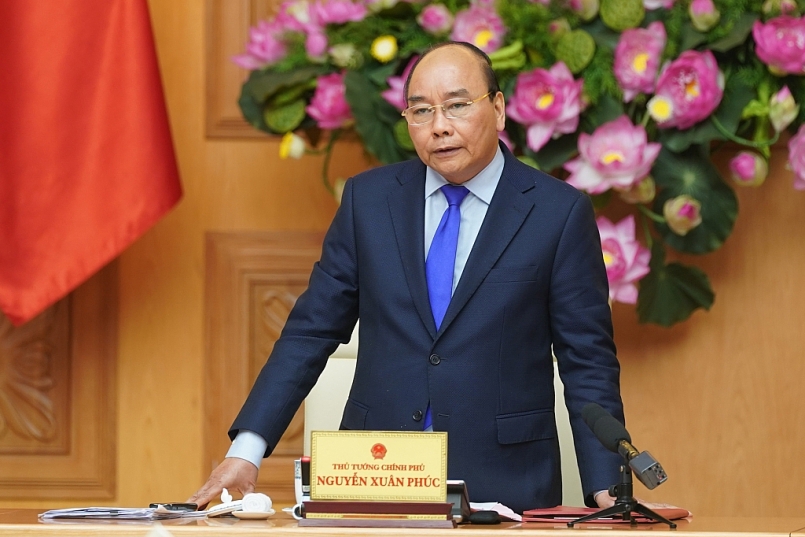 Thủ tướng Nguyễn Xuân Phúc phát biểu tại Phiên họp Chính phủ thường kỳ tháng 3/2021. Nguồn: chinhphu.vn