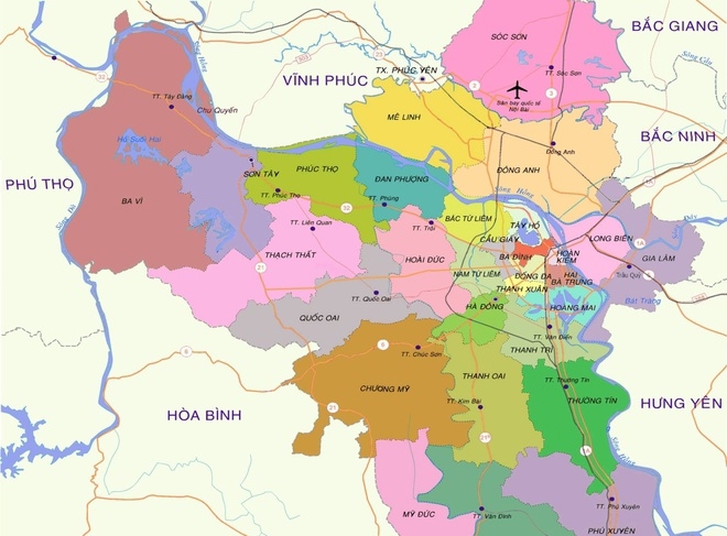 Hà Nội dự kiến có thêm 8 quận trong 10 năm tới. Ảnh: Hanoi.gov.vn.