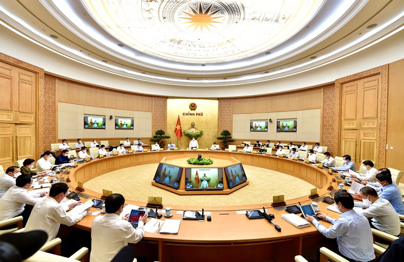Toàn cảnh phiên họp Chính phủ thường kỳ tháng 4/2021. Nguồn: baochinhphu.vn