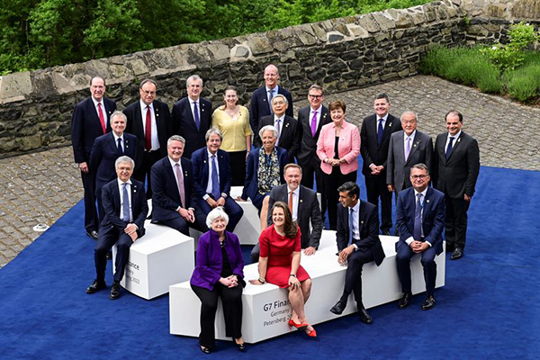 Các Bộ trưởng và lãnh đạo trong Nhóm G7 tại cuộc nhóm họp trong hai ngày 18-19/5. Nguồn: Reuters
