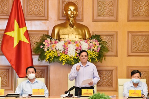 Thủ tướng Phạm Minh Chính phát biểu tại cuộc gặp mặt các cơ quan báo chí nhân kỷ niệm 96 năm Ngày Báo chí Cách mạng Việt Nam. Nguồn: chinhphu.vn 