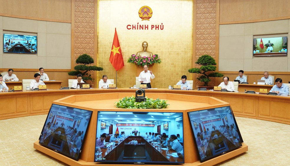 Phiên họp trực tuyến Thường trực Chính phủ với các địa phương về giải ngân vốn đầu tư công ngày 16/7. Nguồn: chinhphu.vn.