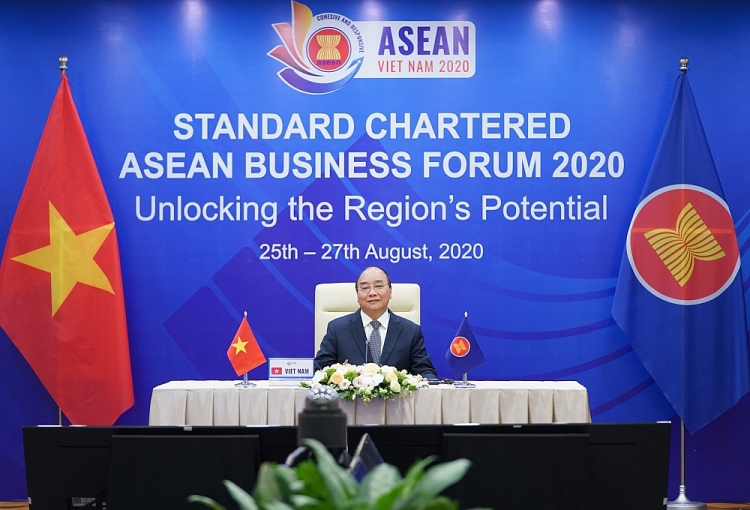 Thủ tướng Nguyễn Xuân Phúc khai mạc Diễn đàn Kinh doanh ASEAN 2020.
