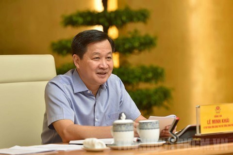 Phó Thủ tướng Chính phủ Lê Minh Khái - Tổ trưởng Tổ công tác đặc biệt của Thủ tướng Chính phủ về tháo gỡ khó khăn cho doanh nghiệp và người dân bị ảnh hưởng bởi đại dịch COVID-19. Nguồn: chinhphu.vn