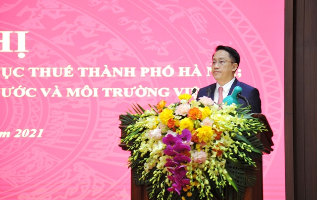 B&iacute; thư Đảng bộ, Cục trưởng Cục Thuế TP. H&agrave; Nội Mai Sơn ph&aacute;t biểu tại hội nghị