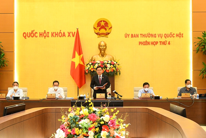 Chủ tịch Quốc hội Vương Đình Huệ phát biểu khai mạc Phiên họp thường kỳ thứ 4 của Ủy ban Thường vụ Quốc hội.