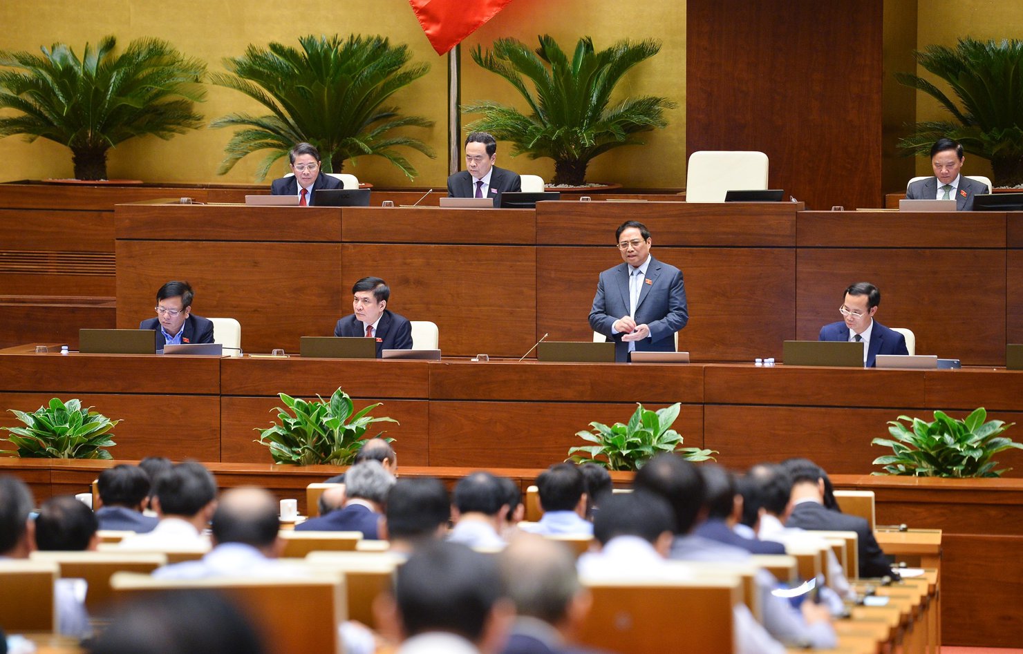 Thủ tướng Phạm Minh Chính phát biểu làm rõ những vấn đề thuộc trách nhiệm chỉ đạo, điều hành của Chính phủ và trực tiếp trả lời chất vấn của các đại biểu Quốc hội.