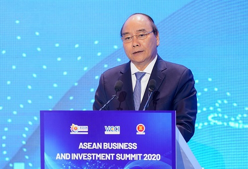 Thủ tướng Chính phủ Nguyễn Xuân Phúc phát biểu tại Hội nghị Thượng đỉnh Kinh doanh và Đầu tư ASEAN 2020. Nguồn: baochinhphu.vn