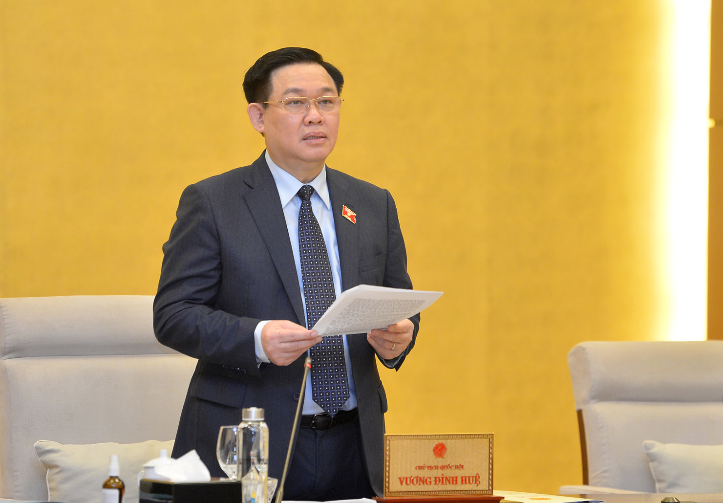 Chủ tịch Quốc hội Vương Đình Huệ phát biểu khai mạc Phiên họp thường kỳ thứ 5 của Ủy ban Thường vụ Quốc hội.
