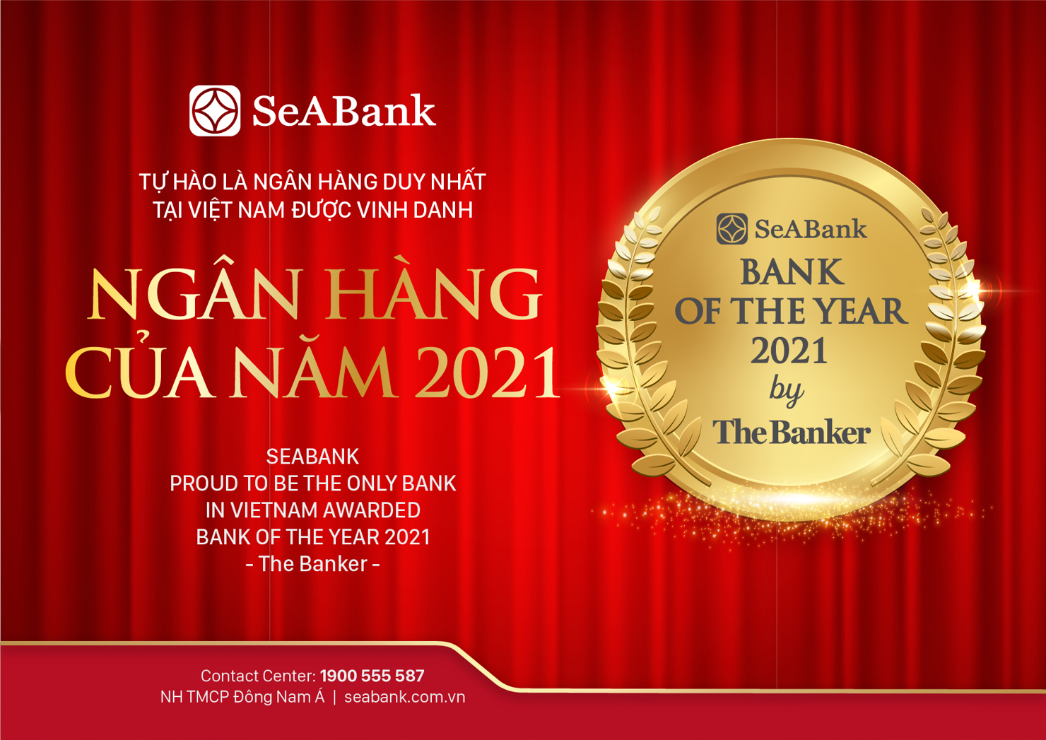 SeABank được trao tặng danh hiệu “Ngân hàng của năm - Bank of the Year 2021”.