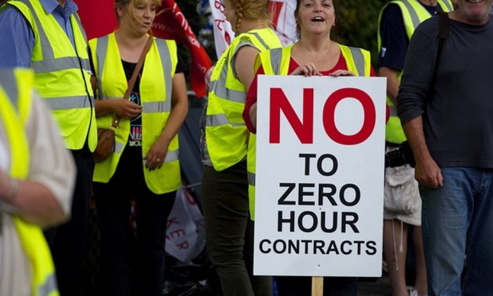 Những người lao động phản đối hợp đồng 0 giờ. Nguồn: Internet
