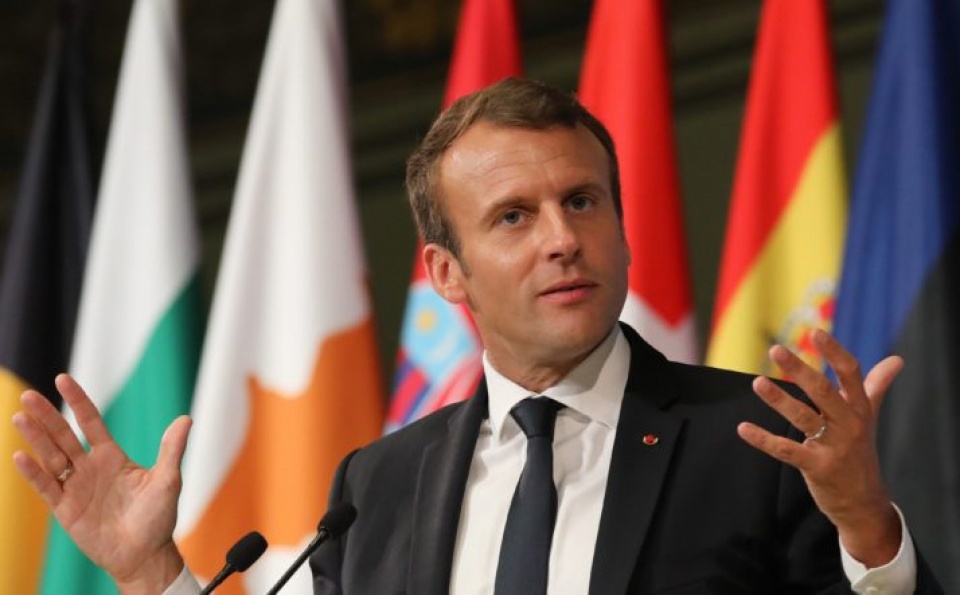 Tổng thống Pháp Emmanuel Macron phát biểu tại Đại học Sorbonne ở Paris, ngày 26/9. Nguồn: Getty Images