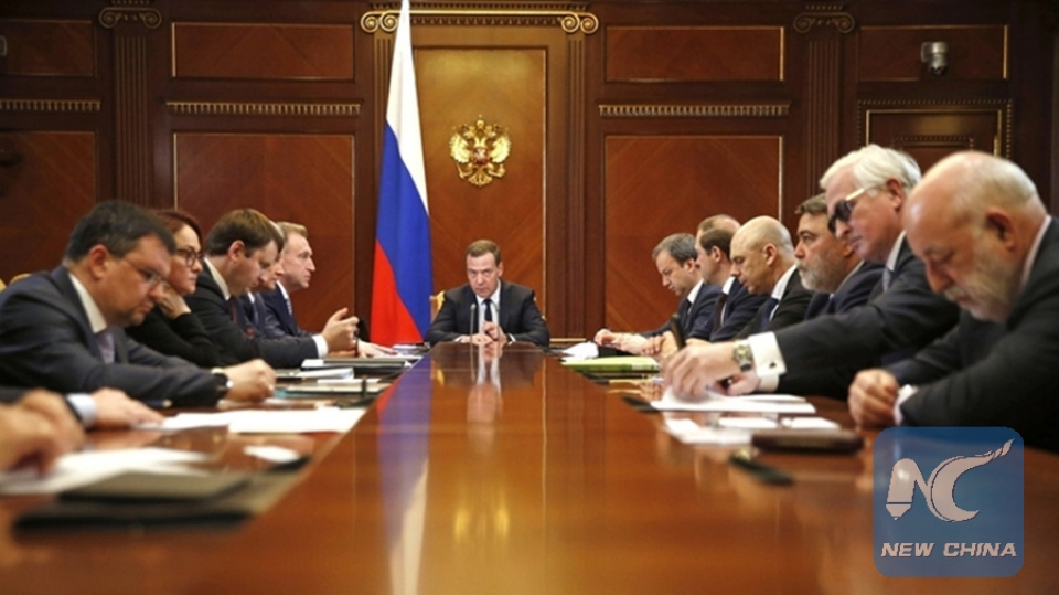 Thủ tướng Nga Dmitry Medevdev tham dự cuộc gặpcác thành viên ban lãnh đạo Hiệp hội Các nhà công nghiệp và doanh nghiệp Nga ngày 17/4. Nguồn: baoquocte.vn.