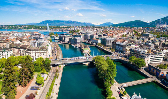 TP. Geneva, Thụy Sĩ, là nơi có giá thực phẩm đắt nhất thế giới. Nguồn: Internet
