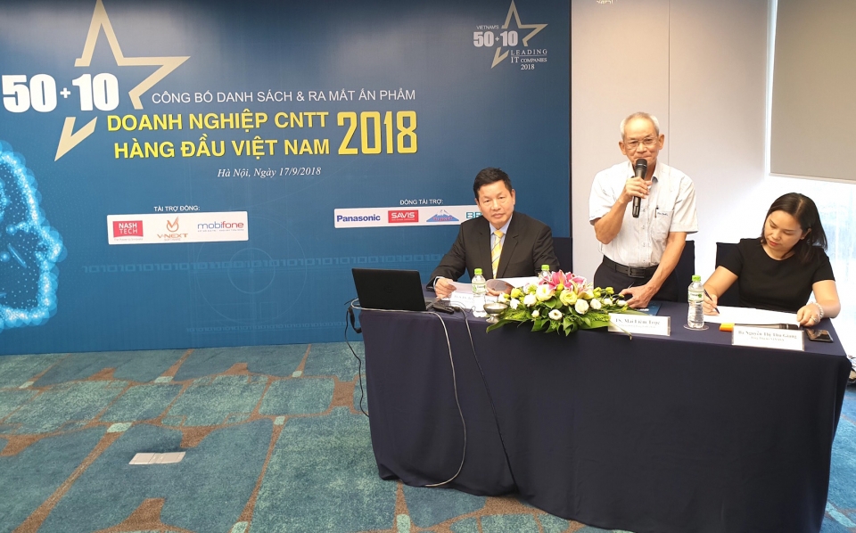 Lễ công bố danh sách 50 doanh nghiệp CNTT hàng đầu Việt Nam 2018. Nguồn: VGP