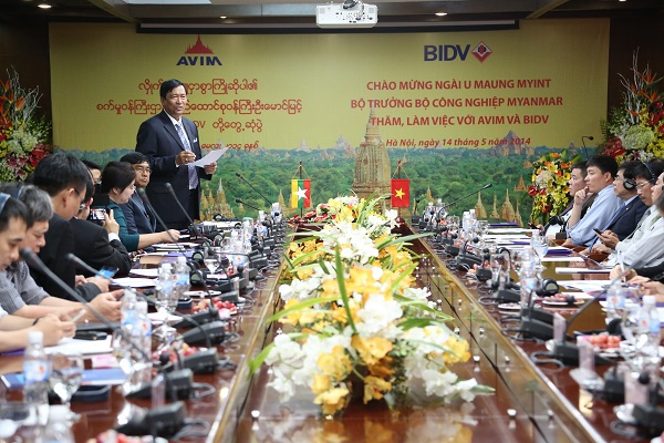 Toàn cảnh buổi làm việc giữa Bộ trưởng Bộ Công nghiệp Myanmar cùng BIDV và AVIM. Nguồn: bidv.com.vn