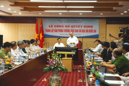 Phó Thủ tướng Nguyễn Xuân Phúc - Trưởng ban Chỉ đạo 389 Quốc gia phát biểu tại buổi Lễ. Nguồn: internet