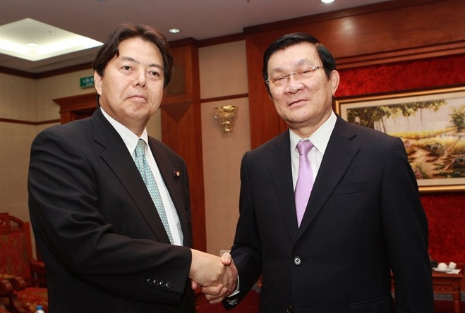 Chủ tịch nước Trương Tấn Sang tiếp Ngài Hayashi Yoshimasa, Bộ trưởng Nông Lâm Ngư nghiệp Nhật Bản. Nguồn: vietnamplus.vn