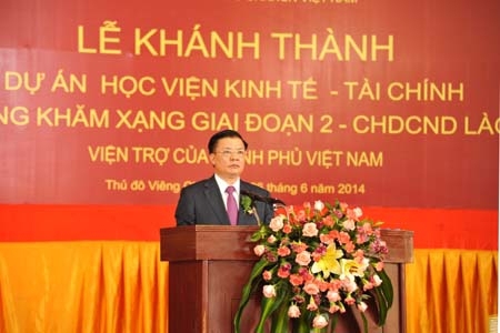 Bộ trưởng Bộ Tài chính Việt Nam Đinh Tiến Dũng phát biểu tại Lễ khánh thành. Nguồn: mof.gov.vn