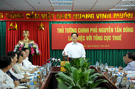 Thủ tướng Nguyễn Tấn Dũng phát biểu chỉ đạo buổi làm việc. Nguồn: mof.gov.vn