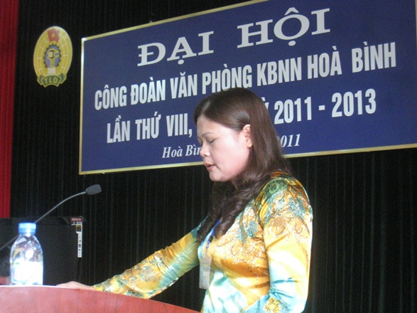 Chủ tịch Công đoàn văn phòng KBNN tỉnh Hòa Bình. Nguồn: laodong.com.vn