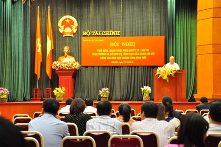  Hội nghị phổ biến, quán triệt Nghị Quyết 25 - NQ/TW tăng cường và đổi mới sự lãnh đạo của Đảng đối với công tác dân vận trong tình hình mới. Nguồn: mof.gov.vn