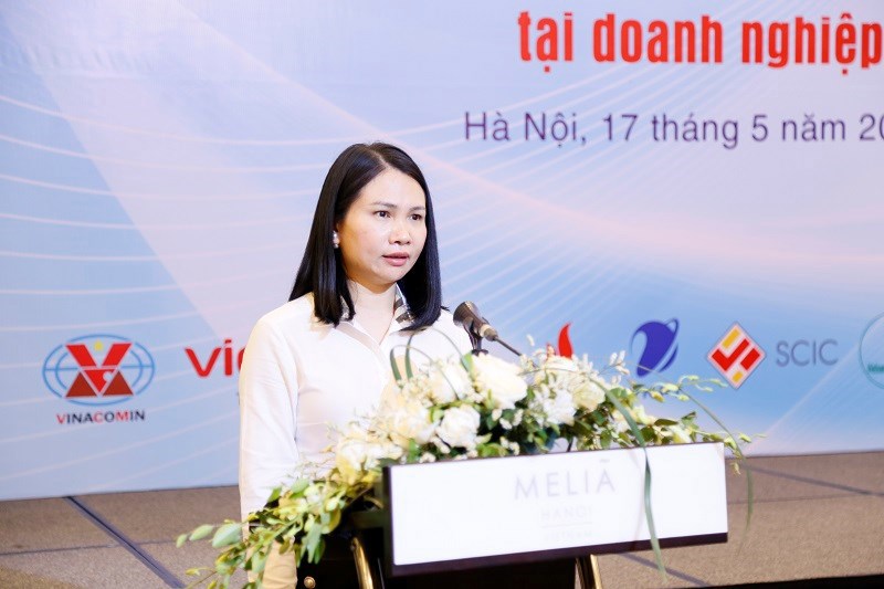 Bà Nguyễn Thị Thu Bình – Phó Vụ trưởng Vụ Tổng hợp - Ủy ban Quản lý vốn nhà nước tại doanh nghiệp phát biểu tại Hội thảo.