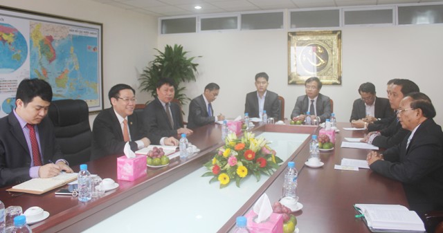 Quang cảnh buổi tiếp đón đoàn cấp cao Bộ Tài chính Lào. Nguồn: kinhtetrunguong.vn