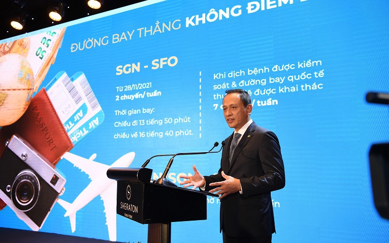 Ông Lê Hồng Hà, Tổng Giám đốc Vietnam Airlines phát biểu tại sự kiện. (Ảnh: Vietnam Airlines)