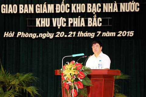 Tổng giám đốc KBNN Nguyễn Hồng Hà phát biểu chỉ đạo Hội nghị. Nguồn: internet