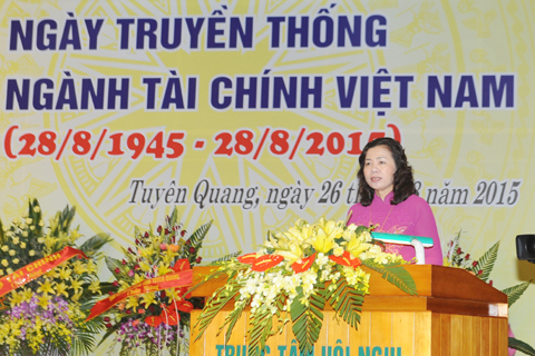 Thứ trưởng Vũ Thị Mai phát biểu tại Lễ Kỷ niệm. Nguồn: mof.gov.vn