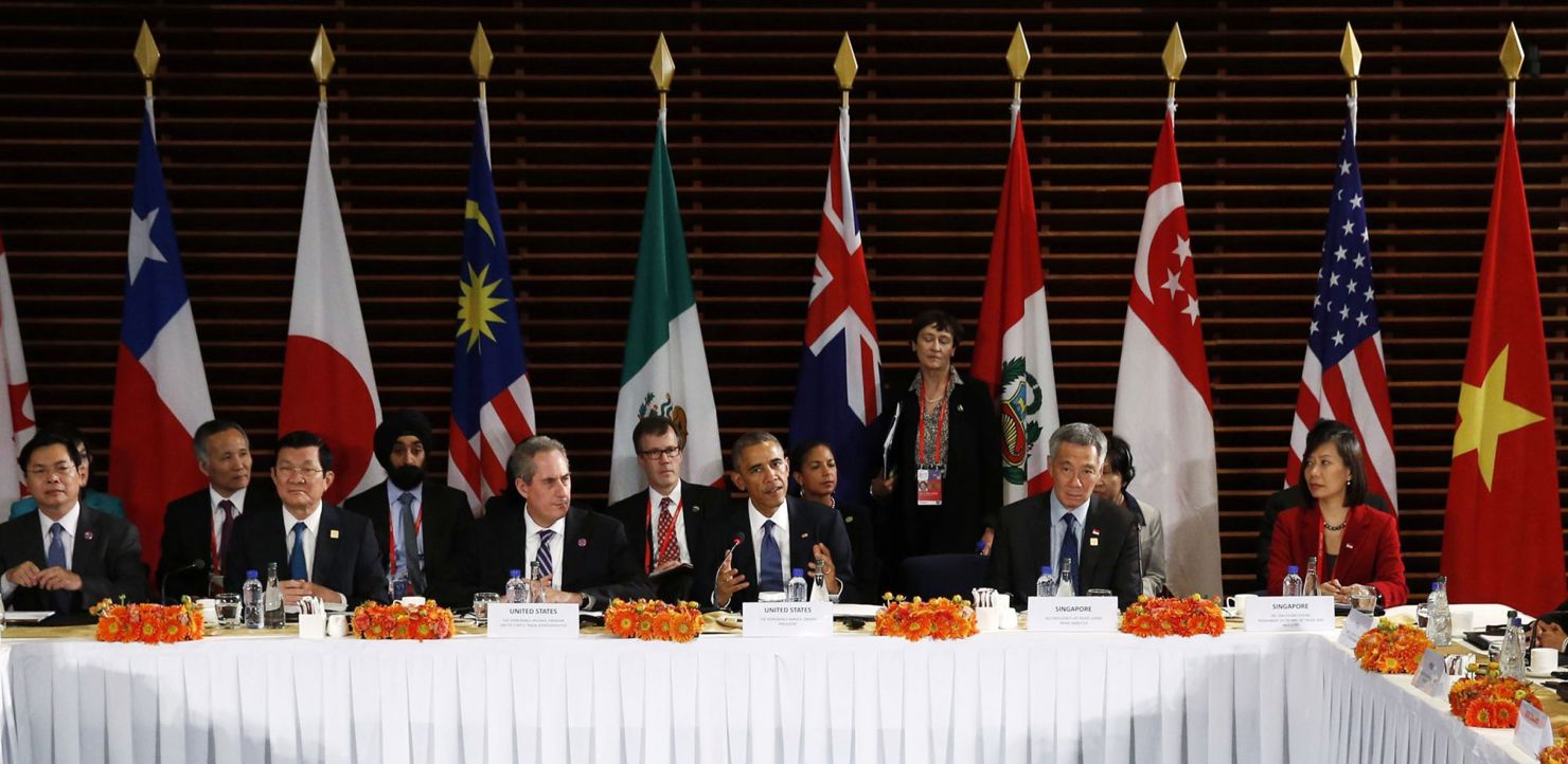 Đại diện các nước tham gia buổi thông báo vòng đàm phán TPP đã đạt được thỏa thuận cuối cùng ở Atlanta. 