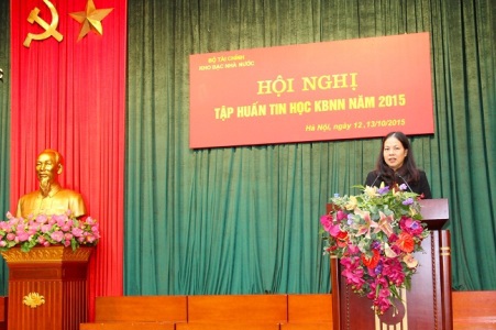 Phó Tổng Giám đốc KBNN Đặng Thị Thủy phát biểu khai mạc Hội nghị.