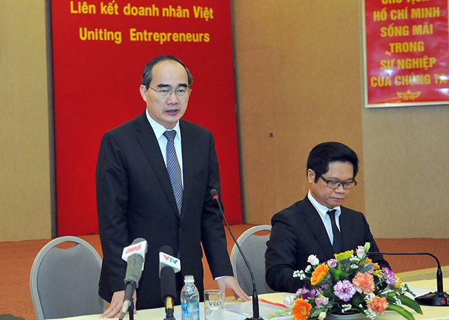 Chủ tịch Ủy ban Trung ương MTTQ Việt Nam Nguyễn Thiện Nhân phát biểu tại Hội nghị. Ảnh: VGP/Hoàng Long