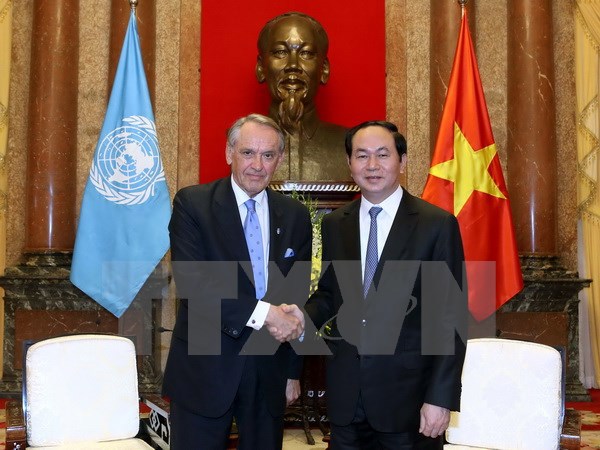 Chủ tịch nước Trần Đại Quang tiếp Phó Tổng Thư ký Liên Hợp Quốc Jan Eliasson. 