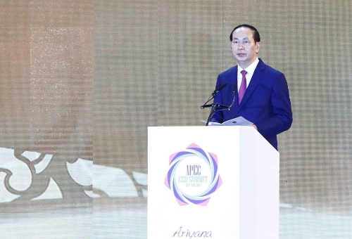 Chủ tịch nước Trần Đại Quang phát biểu tại Lễ Khai mạc Hội nghị.